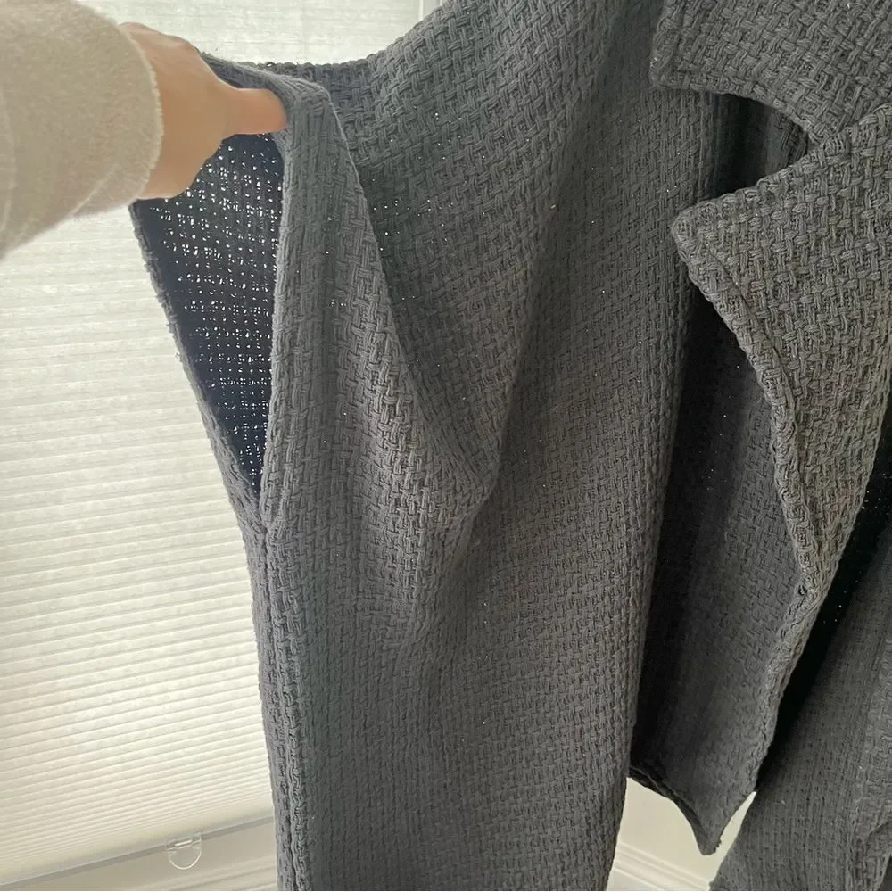 SAACHI Waffle Knit Topper Cape Scarf Cardigan Wrap in Dark Gray Cotton One Size - Picture 10 of 12